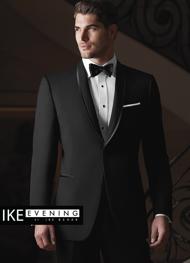 Ike Behar Evening Slim Fit Black Waverly Tuxedo